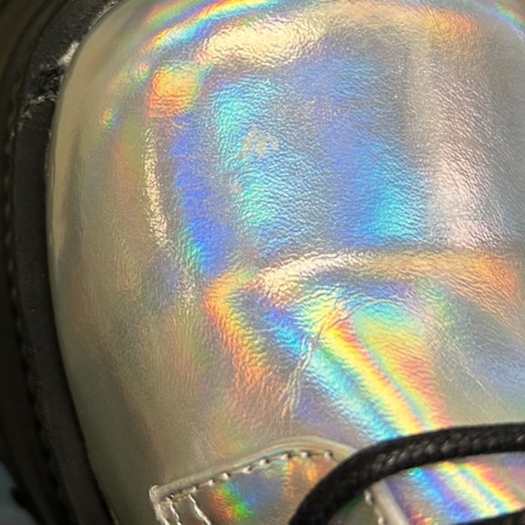 Demonia Silver Holographic Platform Boots - Picture 13 of 13